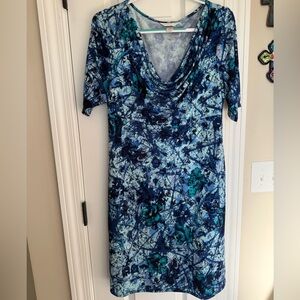 Christopher & Banks Blue Abstract Print Dress – Size Large